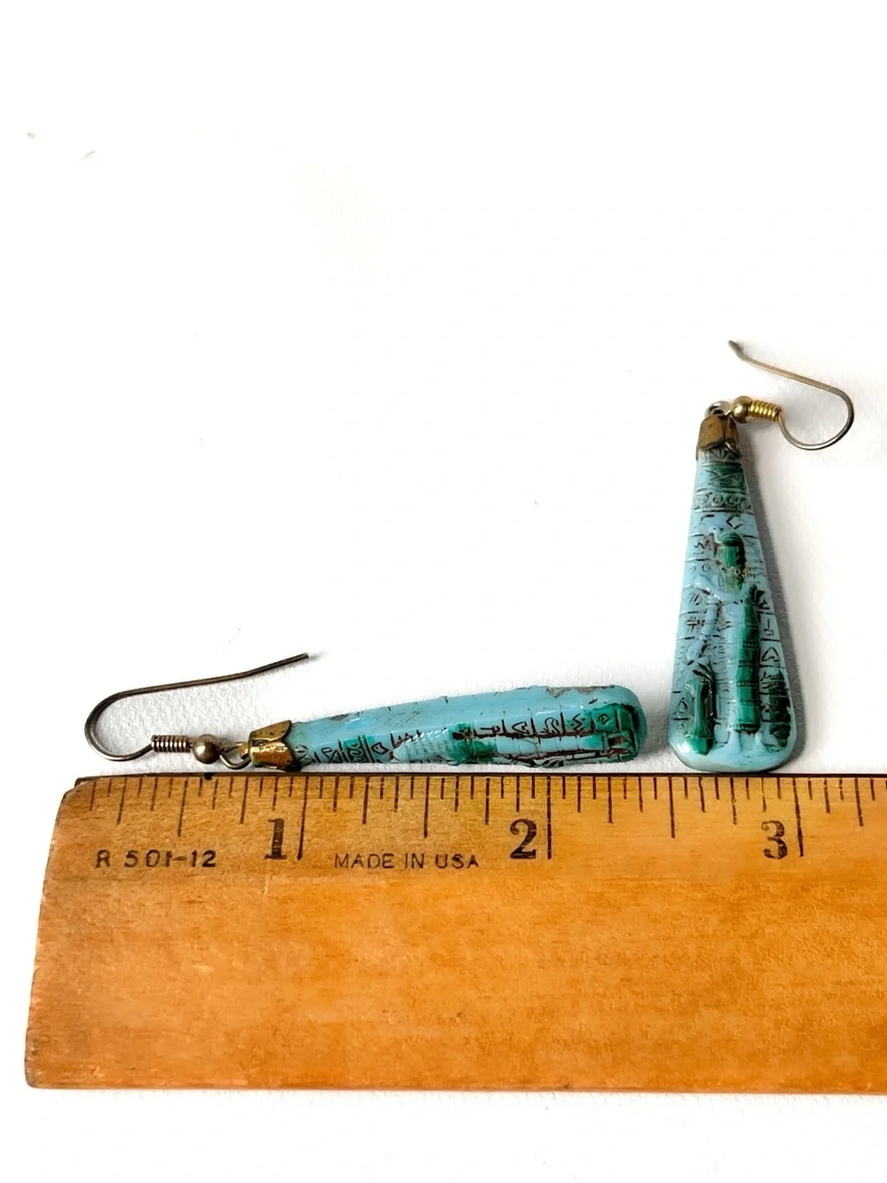Vintage EGYPTIAN Revival Czech Glass Drop Earrings
